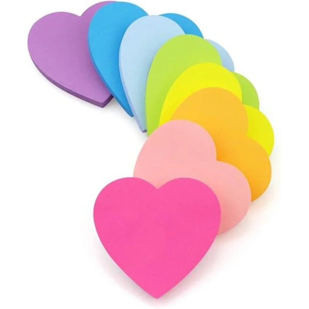 Heart Shape Sticky Notes 8 Color Bright Colorful Sticky Pad 75